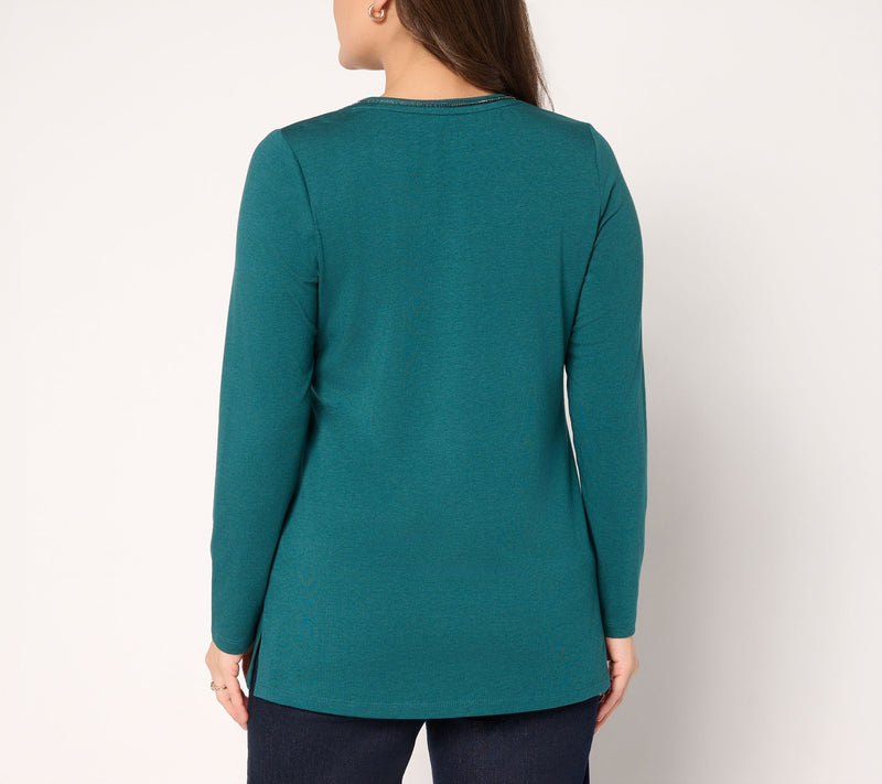 Denim & Co. Regular Favorite Jersey Beaded V-Neck Tunic — View 12
