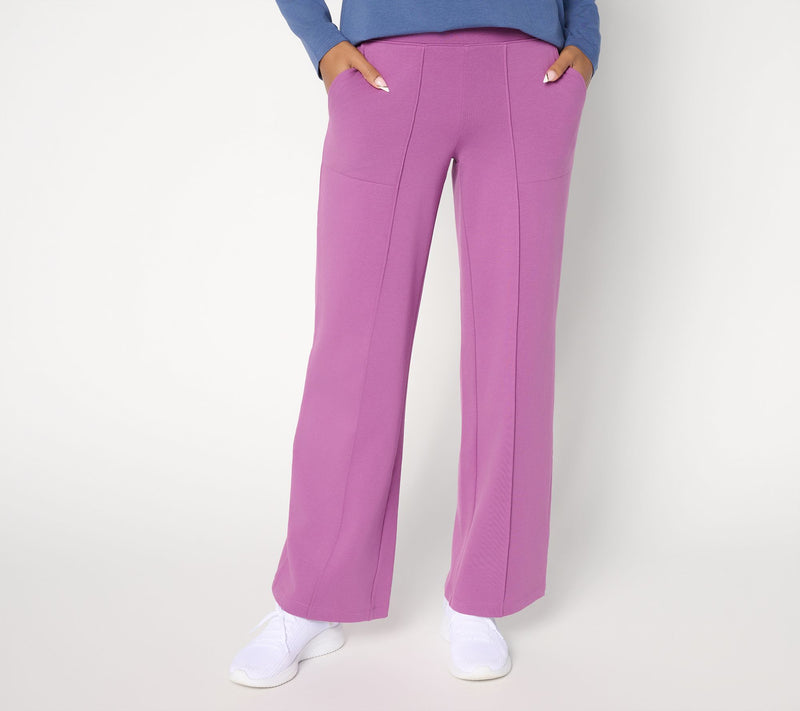 Denim & Co. Active Petite Brushed Back French Terry Wide Leg Pants — Main view