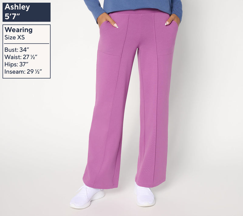 Denim & Co. Active Petite Brushed Back French Terry Wide Leg Pants — View 3