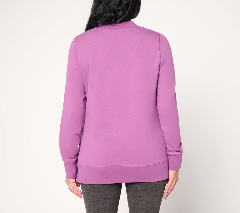 Denim & Co. Active Brushed Back French Terry V-Neck Top — View 3