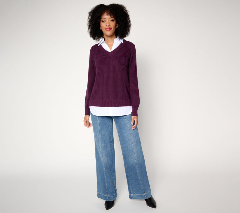 Belle by Kim Gravel Reg TripleLuxe Front Seam Full Leg Jean — View 5