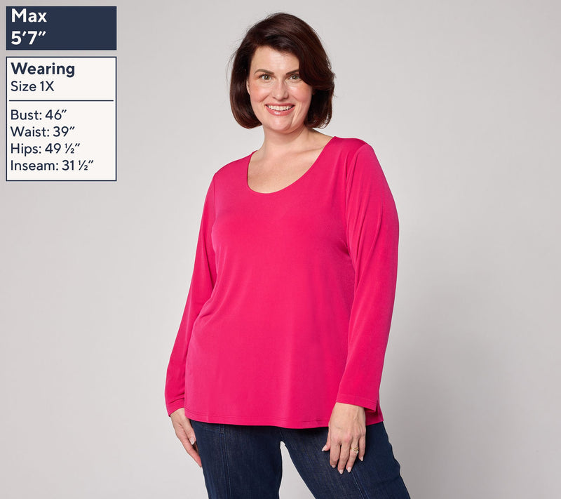 Susan Graver Essentials Liquid Knit Scoop Neck Top — View 2