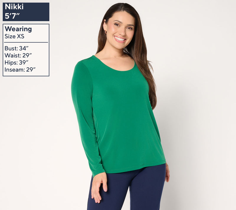 Susan Graver Essentials Liquid Knit Scoop Neck Top — View 3