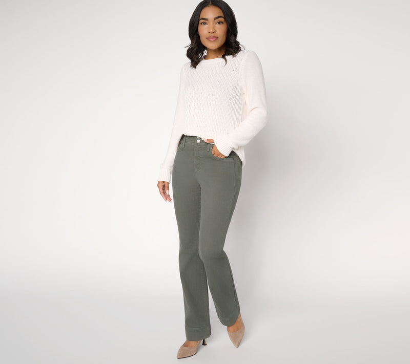 NYDJ Petite Barbara Bootcut Double Button Full Length Jeans — View 4