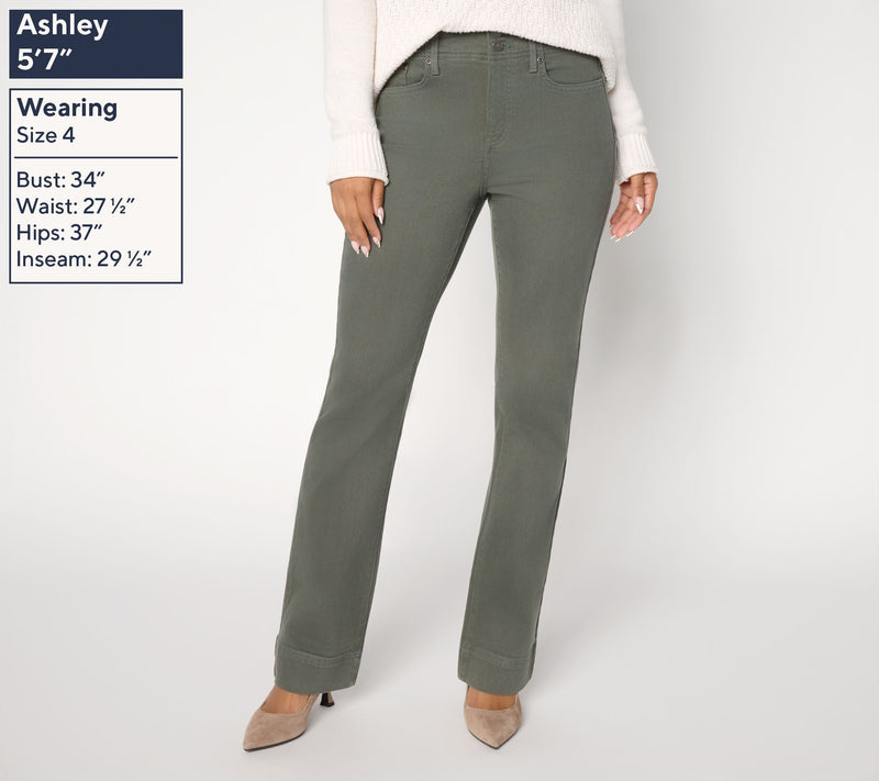 NYDJ Petite Barbara Bootcut Double Button Full Length Jeans — View 2