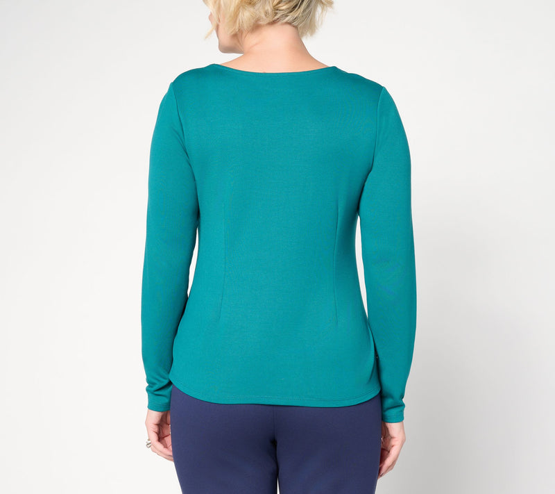 BEAUTIFUL by Lawrence Zarian The Lenny Silky Ponte Fit & Flare Top — View 4