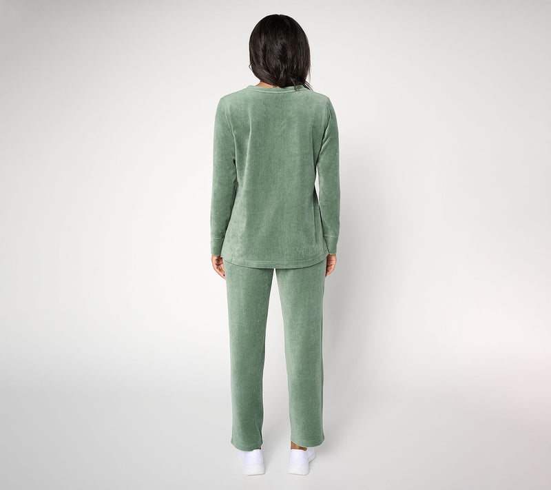 Denim & Co. Active Regular Velour Top & Straight Leg Pants Set — View 5