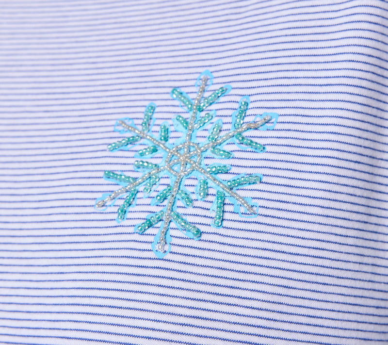 Denim & Co. 100% Cotton Stripe or Solid Snowflake Long Sleeve Top — View 6
