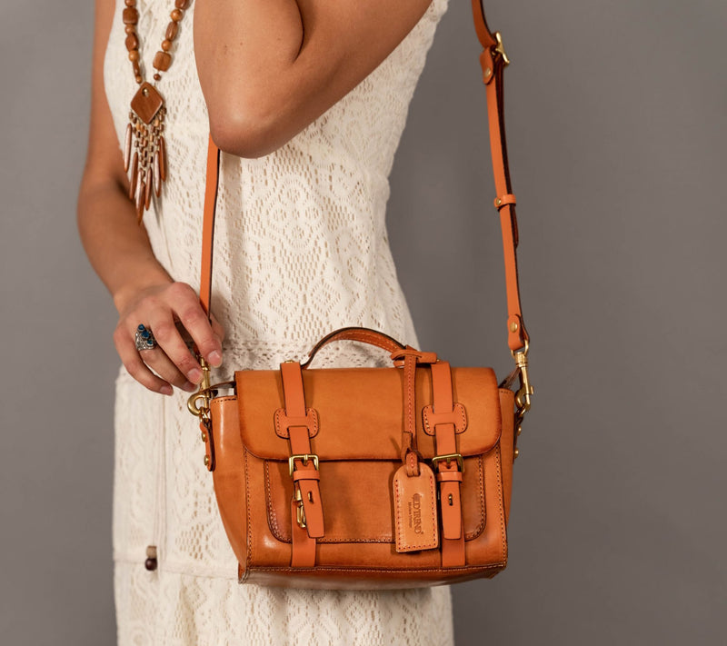 Old Trend Ficus Mini Leather Satchel with Shoulder Strap — View 7