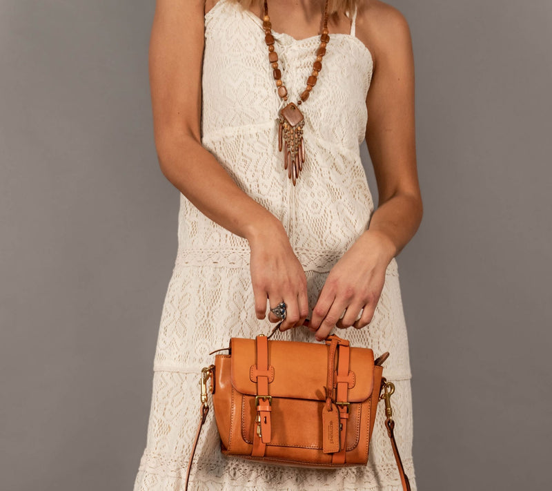 Old Trend Ficus Mini Leather Satchel with Shoulder Strap — View 8