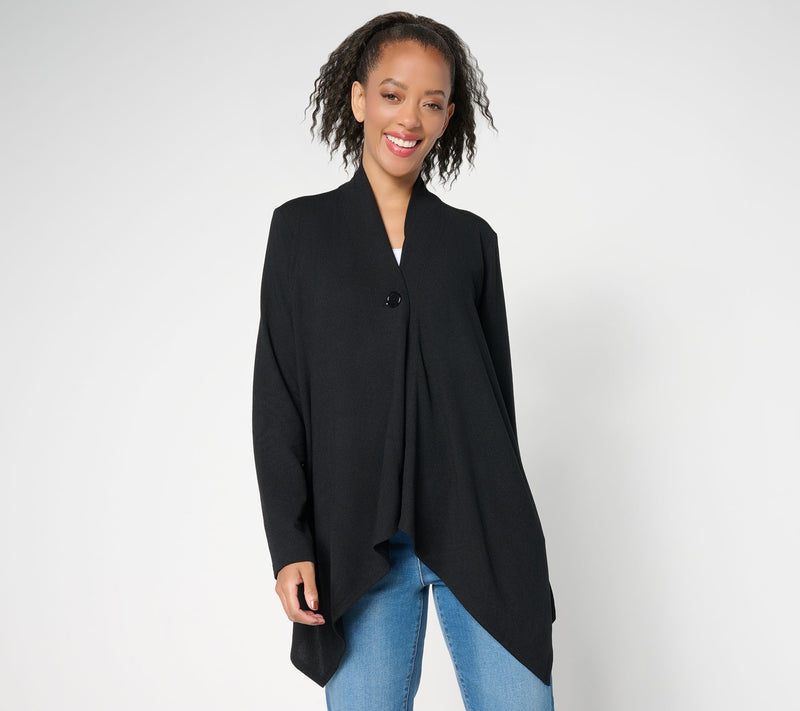 Denim & Co. Essentials Heavenly Jersey Wrap Cardigan with Closure — View 10