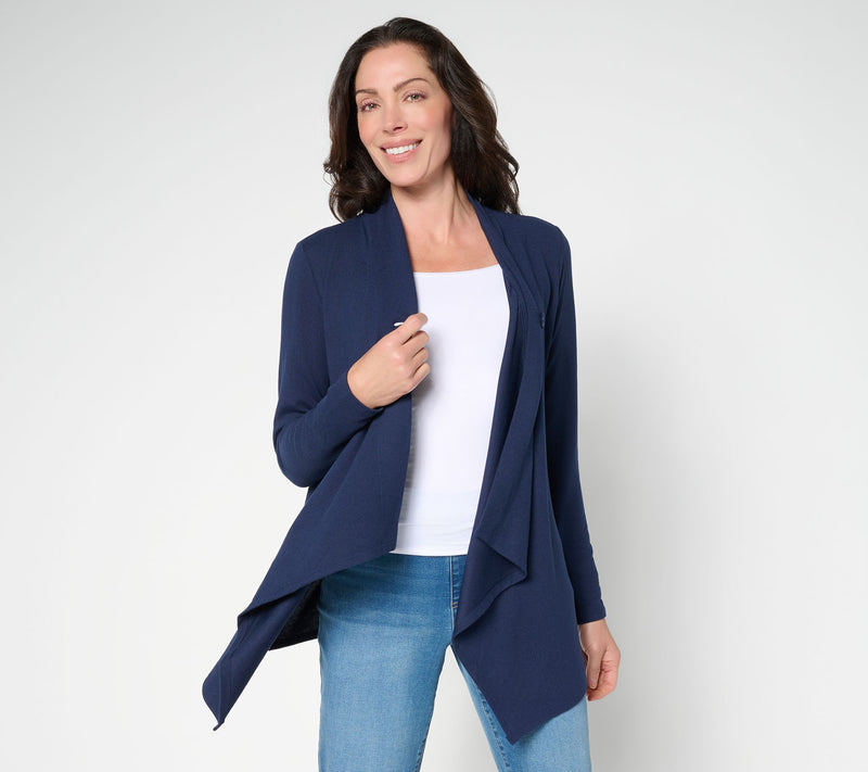 Denim & Co. Essentials Heavenly Jersey Wrap Cardigan with Closure — View 11
