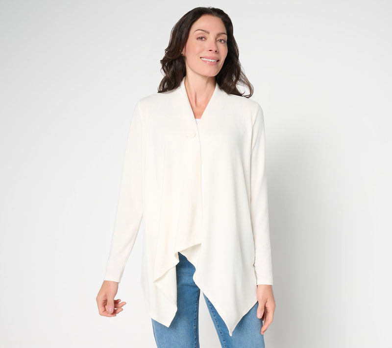 Denim & Co. Essentials Heavenly Jersey Wrap Cardigan with Closure — View 12