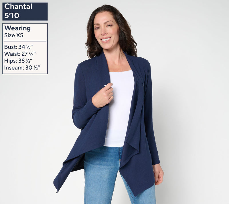 Denim & Co. Essentials Heavenly Jersey Wrap Cardigan with Closure — View 3