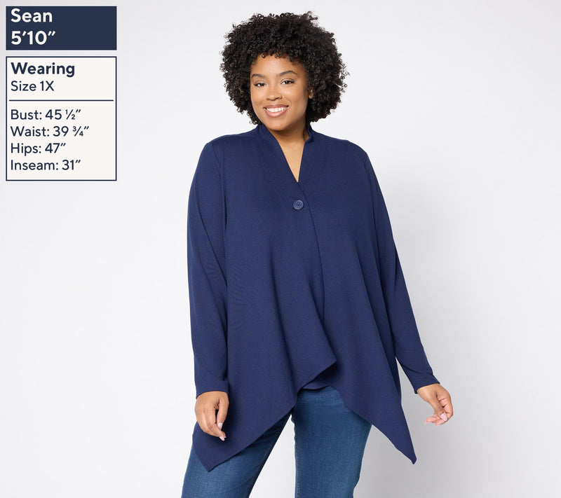 Denim & Co. Essentials Heavenly Jersey Wrap Cardigan with Closure — View 2
