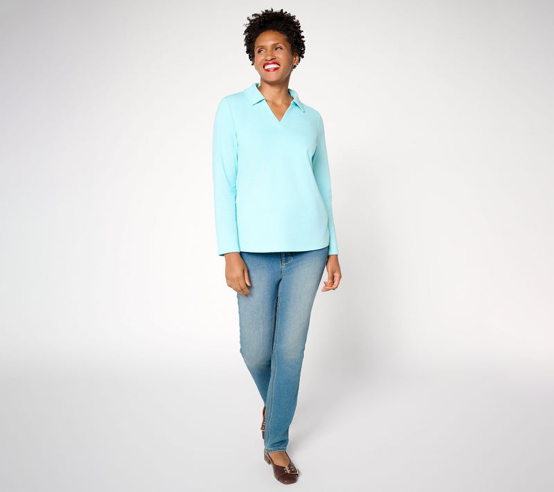 Denim & Co. Essentials Perfect Jersey Collared Long Sleeve Top — View 5