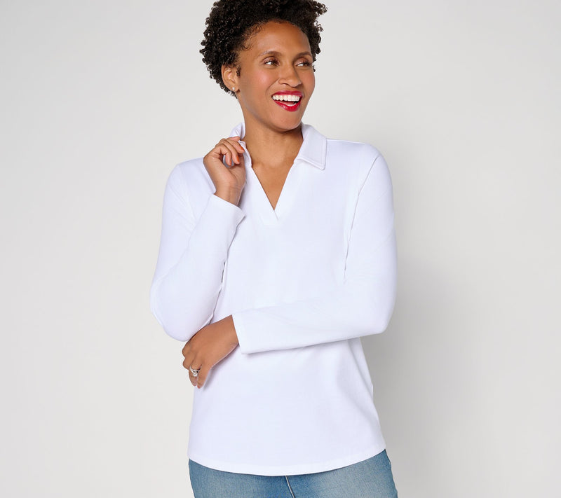 Denim & Co. Essentials Perfect Jersey Collared Long Sleeve Top — View 10