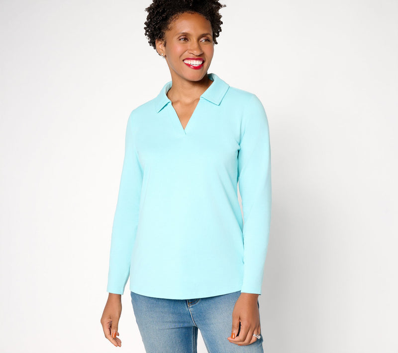 Denim & Co. Essentials Perfect Jersey Collared Long Sleeve Top — Main view
