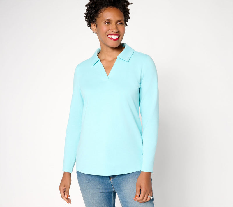 Denim & Co. Essentials Perfect Jersey Collared Long Sleeve Top — View 11