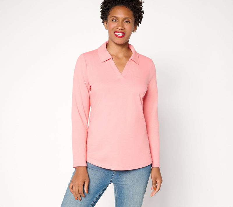 Denim & Co. Essentials Perfect Jersey Collared Long Sleeve Top — View 12