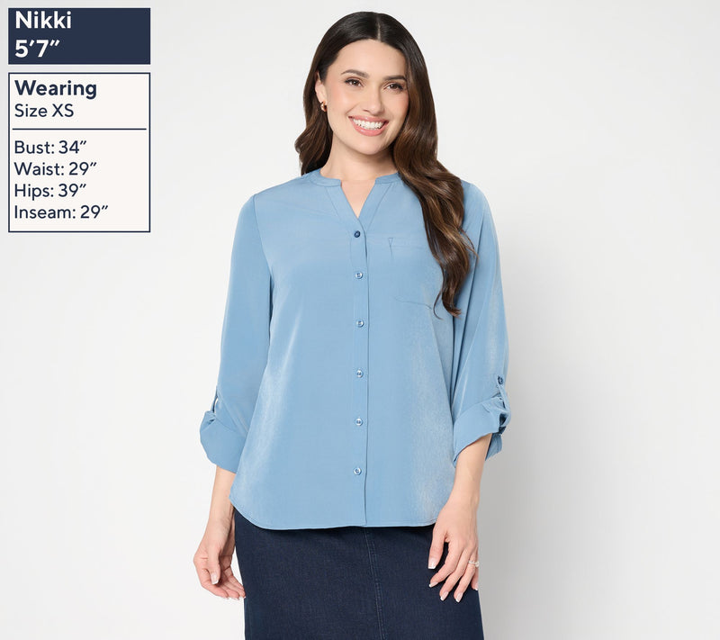 Denim & Co. Essentials Utility Button Front Shirt — View 3