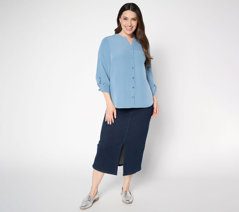 Denim & Co. Essentials Utility Button Front Shirt — View 5