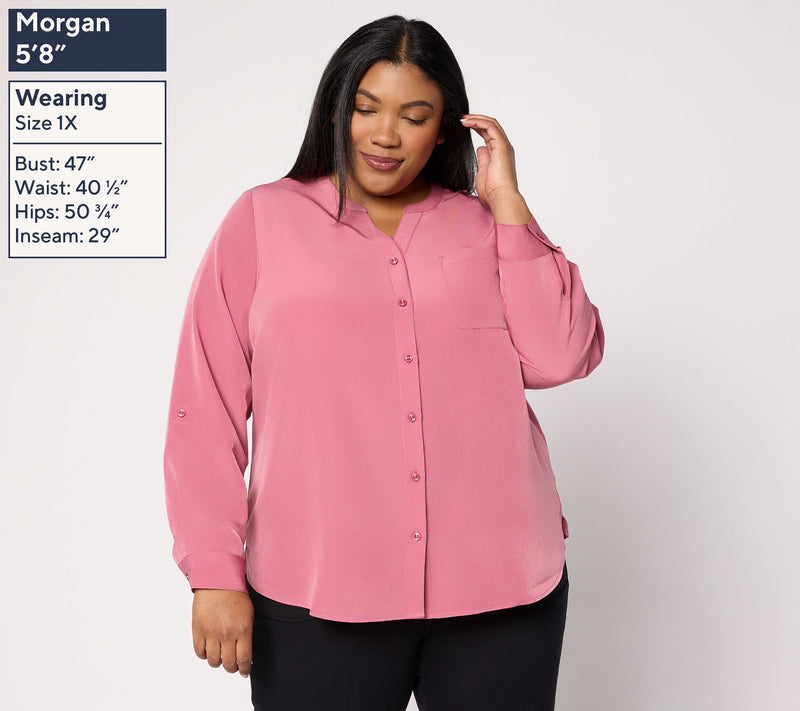 Denim & Co. Essentials Utility Button Front Shirt — View 2