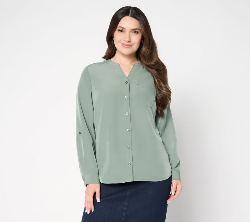 Denim & Co. Essentials Utility Button Front Shirt — View 15