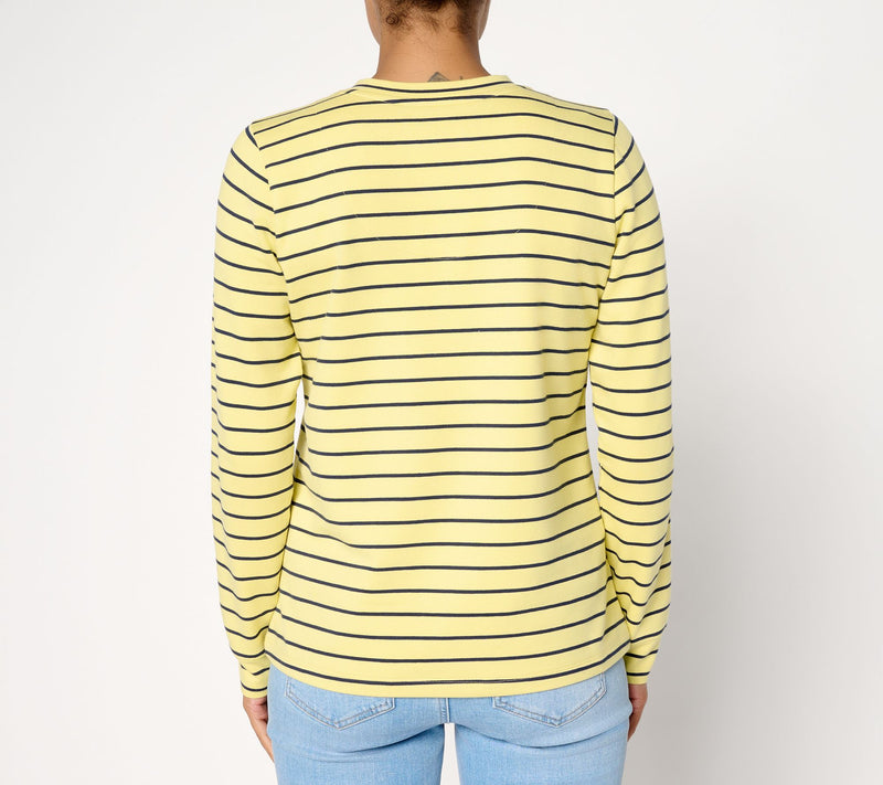 Denim & Co. French Terry Lace Up Long Sleeve Pullover — View 4