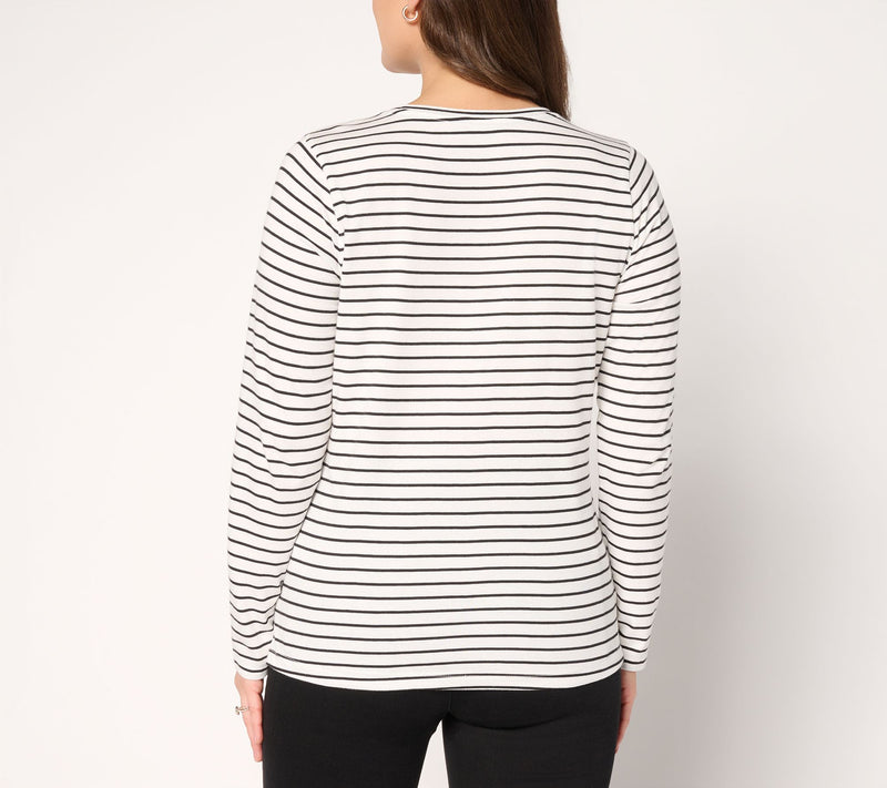 Denim & Co. 100% Cotton Embellished Double Heart Top — View 4