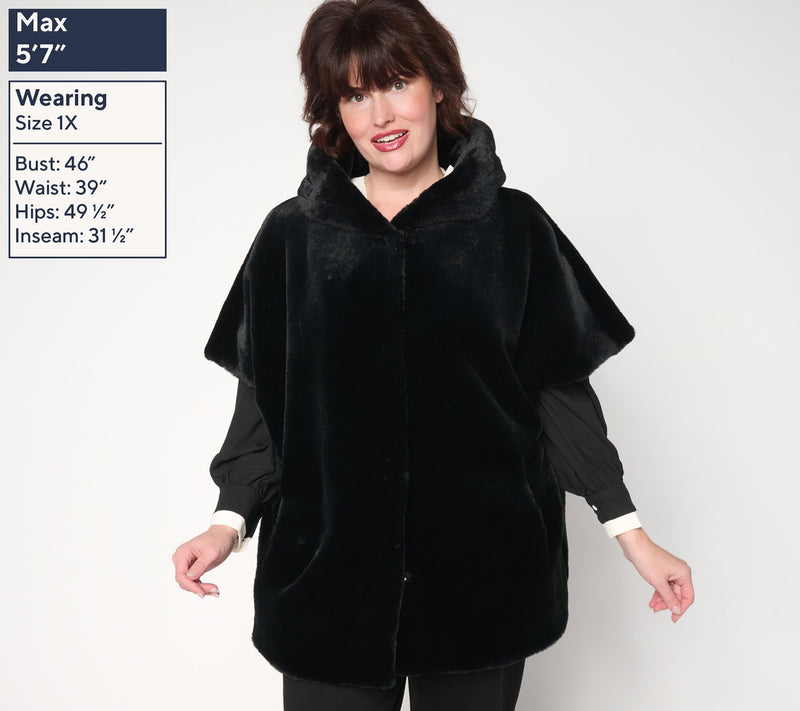 Dennis Basso Regular Faux Mink Snap Front Dolman Sleeve Coat — View 6