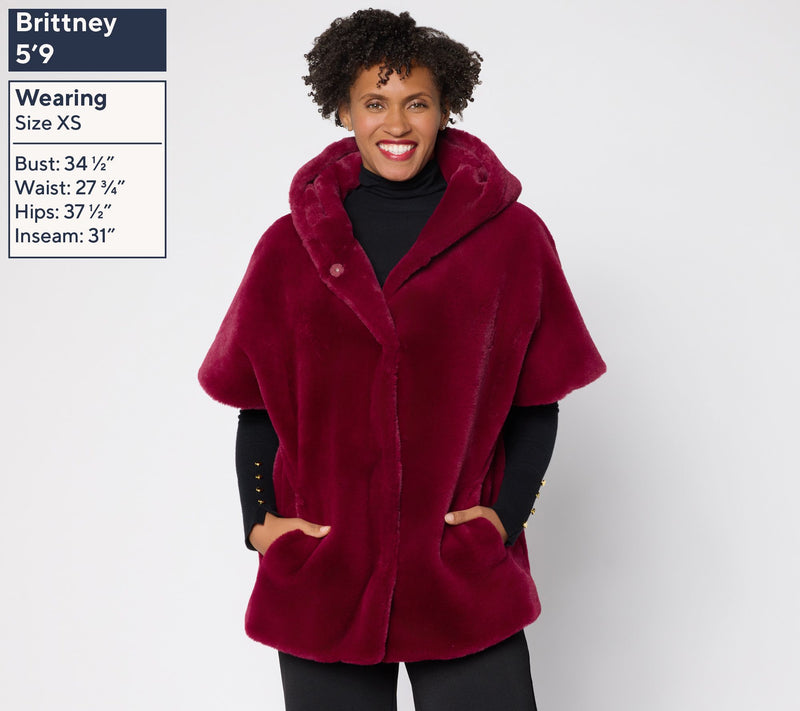 Dennis Basso Regular Faux Mink Snap Front Dolman Sleeve Coat — View 7