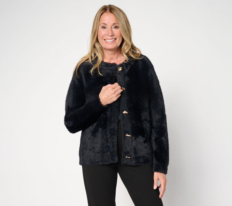 Dennis Basso Knitted Faux Mink Cardigan — View 11