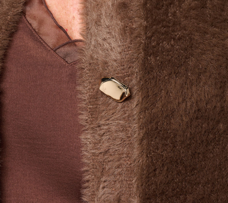 Dennis Basso Knitted Faux Mink Cardigan — View 6
