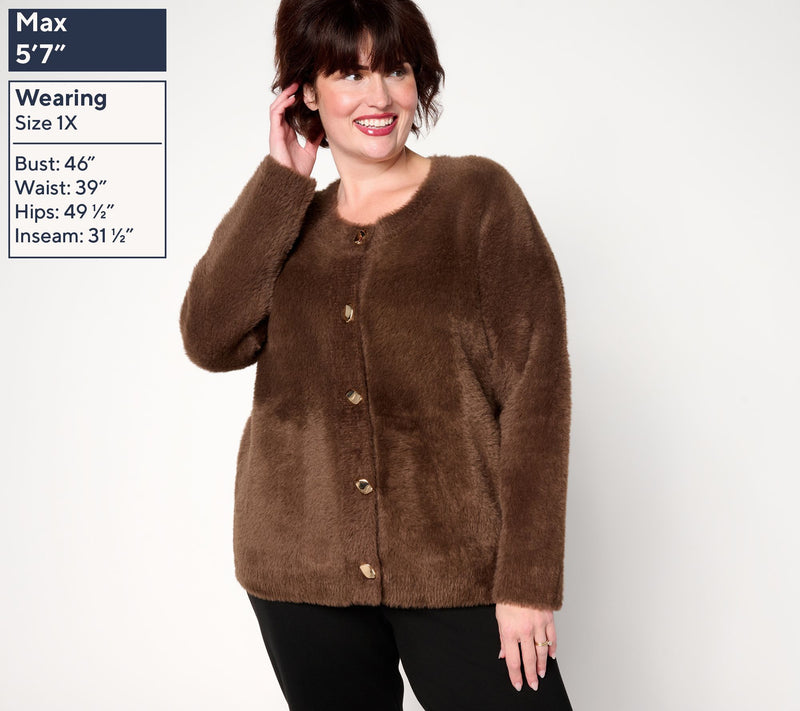 Dennis Basso Knitted Faux Mink Cardigan — View 2