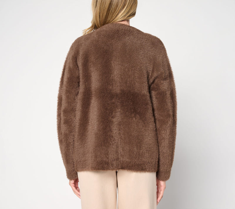 Dennis Basso Knitted Faux Mink Cardigan — View 4