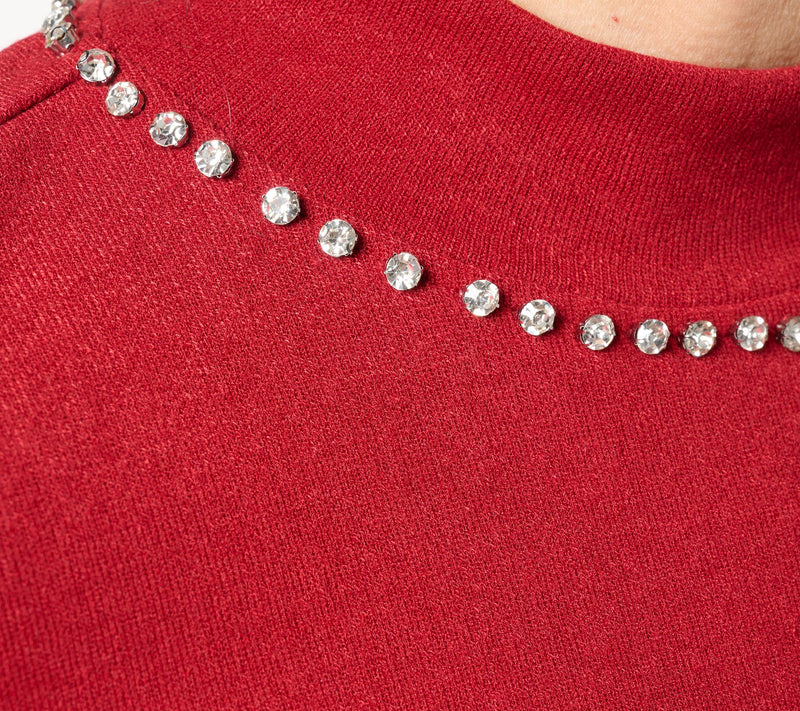 Dennis Basso Mock Neck Sweater with Embellishment — View 6