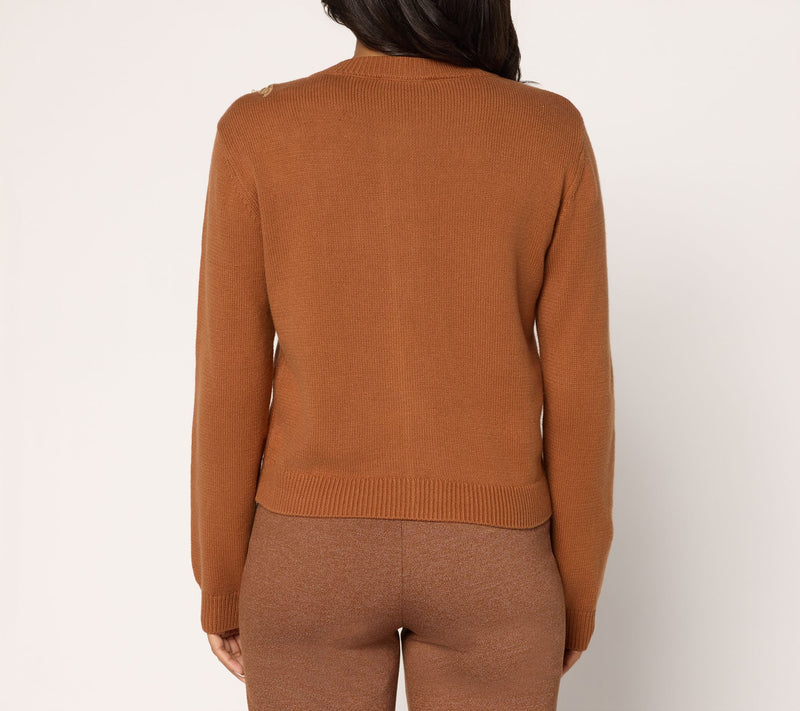Dennis Basso Sweater with Sequin and Faux Pearl Embellishment — View 3