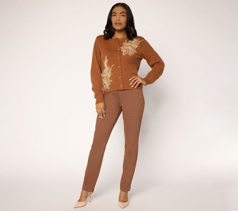 Dennis Basso Sweater with Sequin and Faux Pearl Embellishment — View 4