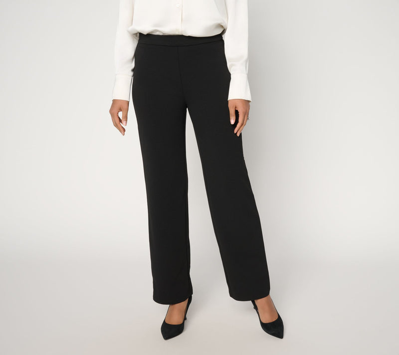 Dennis Basso Regular Luxe Crepe Wide Leg Pull-On Pants — Main view