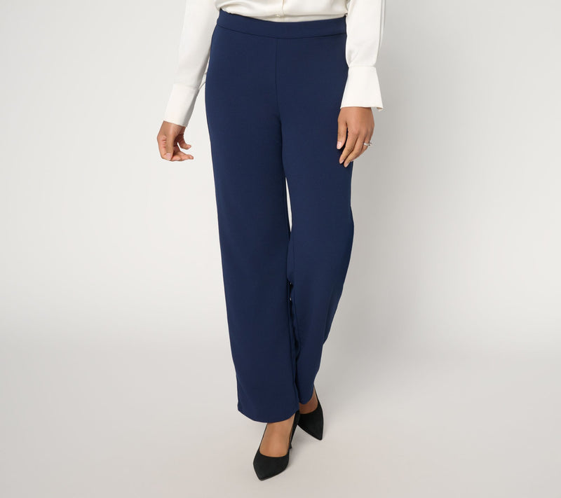 Dennis Basso Regular Luxe Crepe Wide Leg Pull-On Pants — View 7