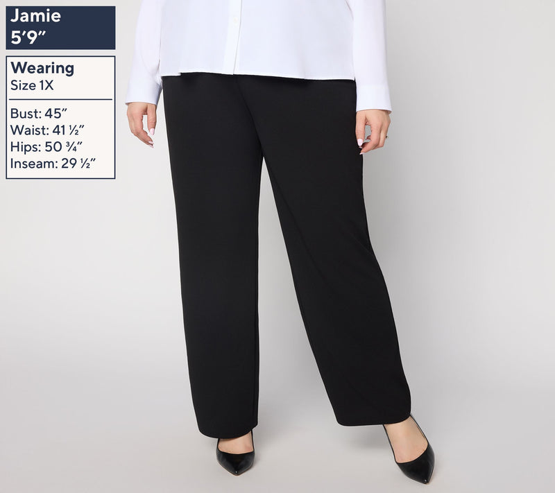 Dennis Basso Regular Luxe Crepe Wide Leg Pull-On Pants — View 8