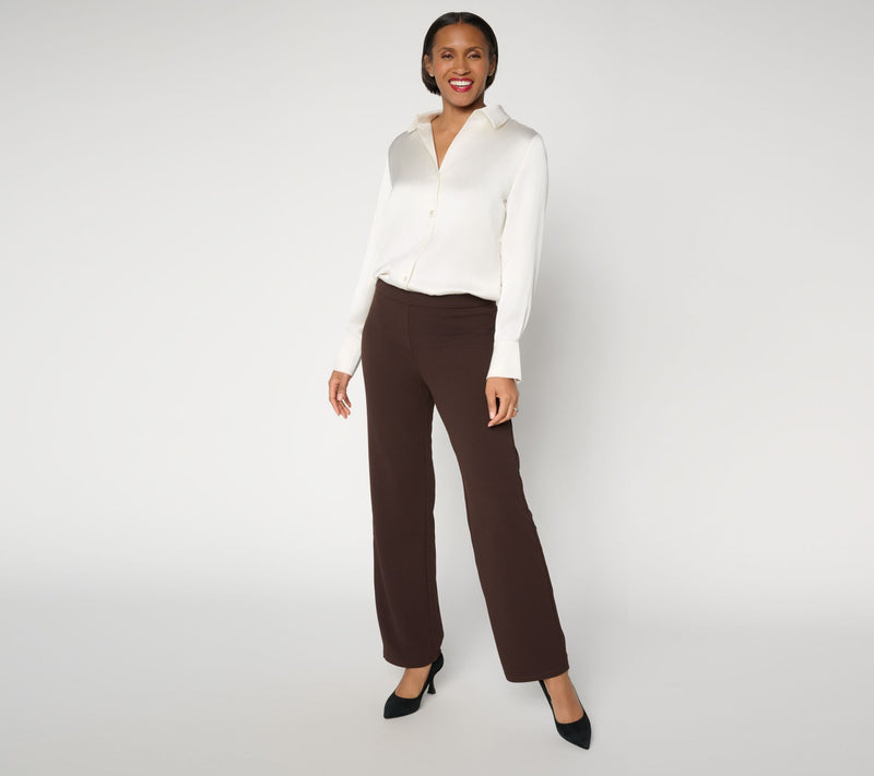 Dennis Basso Regular Luxe Crepe Wide Leg Pull-On Pants — View 11