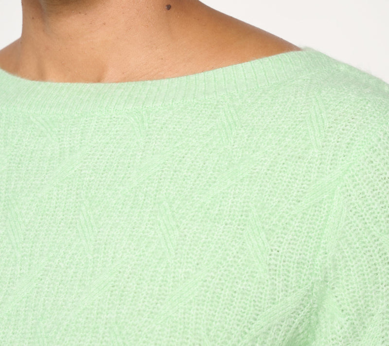 Susan Graver Bateau Neck Multi-Stitch Sweater — View 6