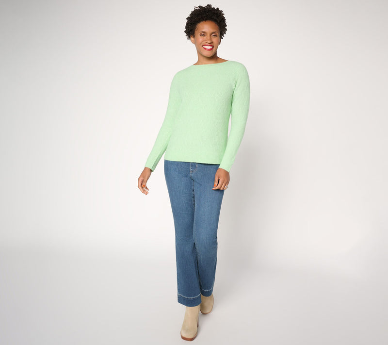 Susan Graver Bateau Neck Multi-Stitch Sweater — View 5