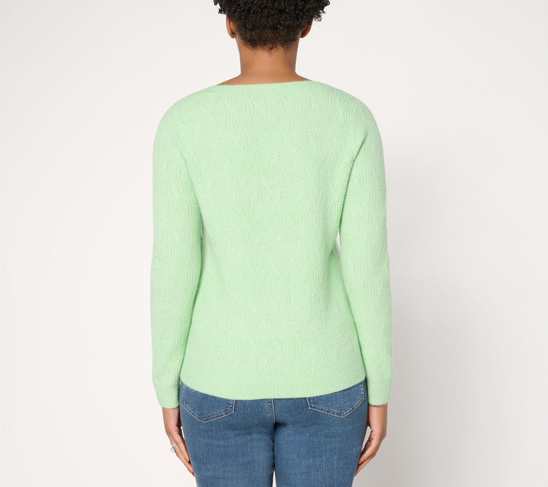 Susan Graver Bateau Neck Multi-Stitch Sweater — View 4