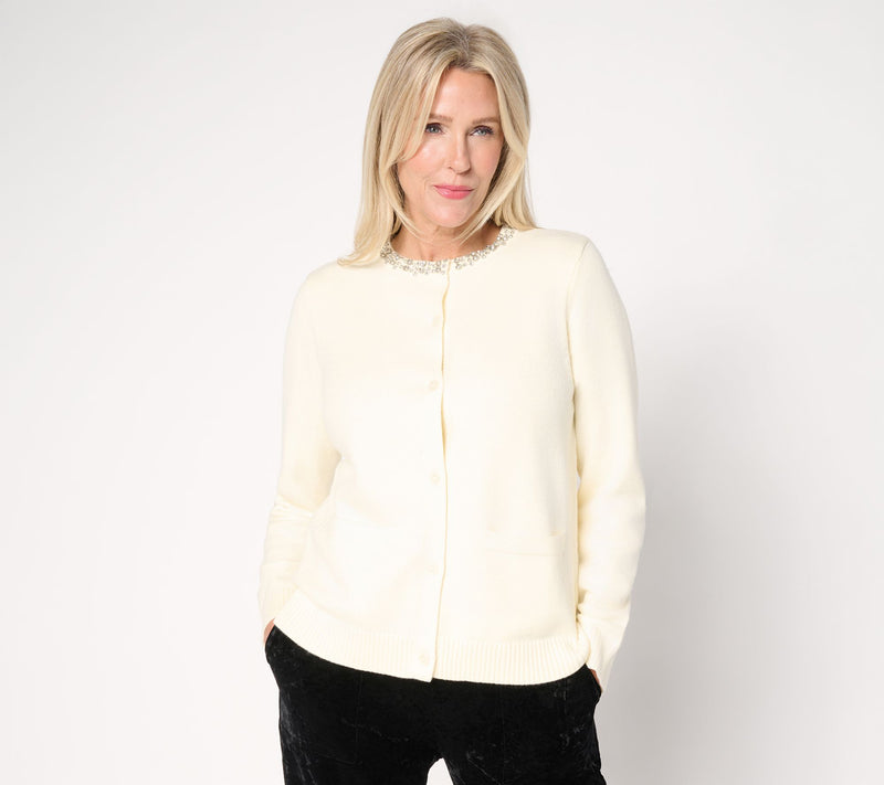 Susan Graver Embellished Sweater Lady Jacket — View 13