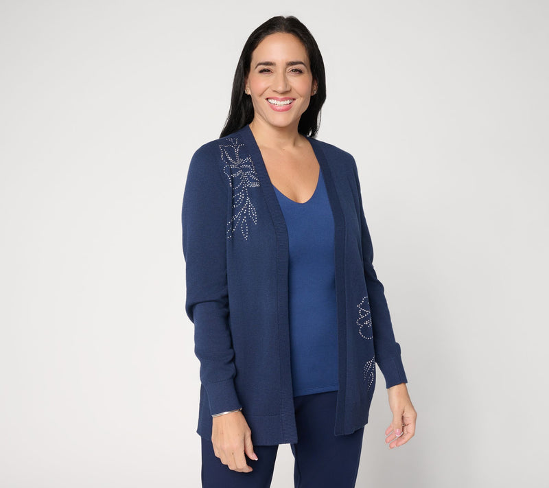 Susan Graver Embellished Open Front Cardigan — View 12