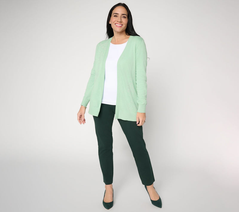 Susan Graver Embellished Open Front Cardigan — View 5