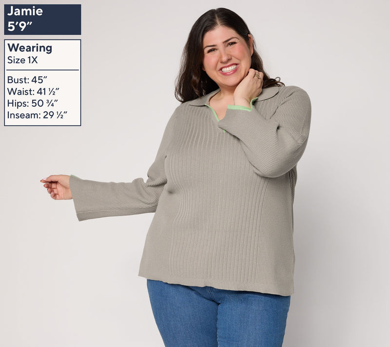 Susan Graver Novelty Pull Over Sweater with Tipping — View 2